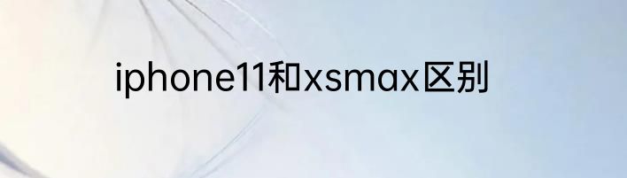 iphone11和xsmax区别