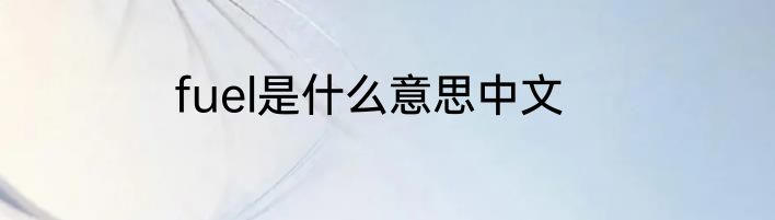 fuel是什么意思中文