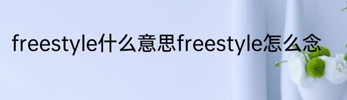 freestyle什么意思freestyle怎么念