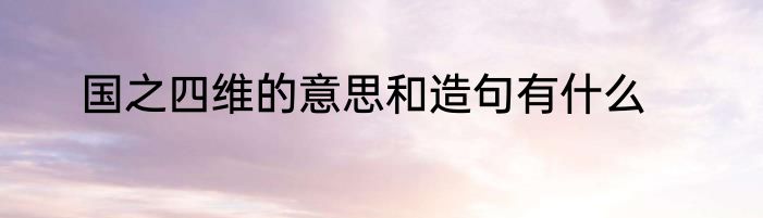 国之四维的意思和造句有什么