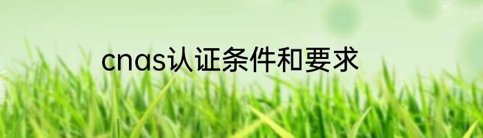 cnas认证条件和要求