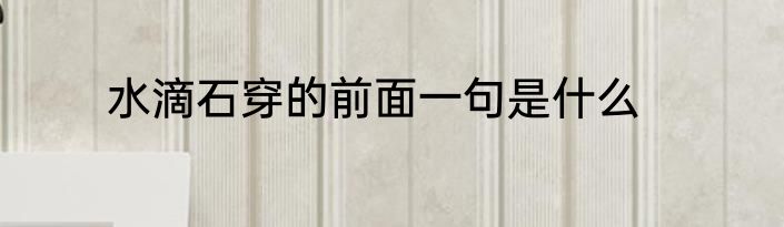 水滴石穿的前面一句是什么