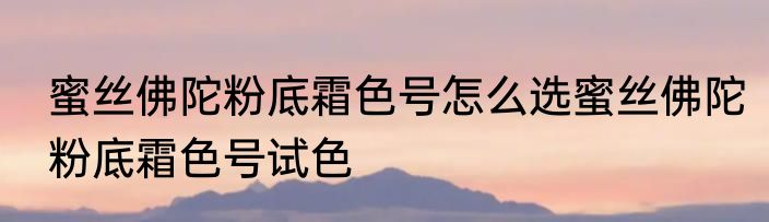 蜜丝佛陀粉底霜色号怎么选蜜丝佛陀粉底霜色号试色