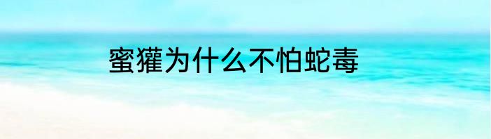 蜜獾为什么不怕蛇毒