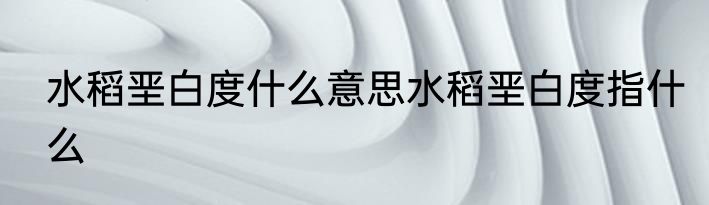 水稻垩白度什么意思水稻垩白度指什么