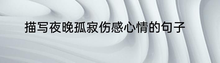 描写夜晚孤寂伤感心情的句子