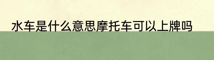 水车是什么意思摩托车可以上牌吗