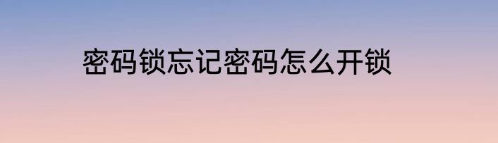 密码锁忘记密码怎么开锁