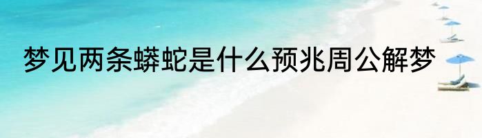 梦见两条蟒蛇是什么预兆周公解梦