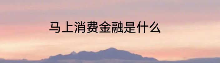 马上消费金融是什么
