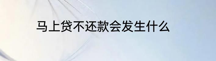 马上贷不还款会发生什么