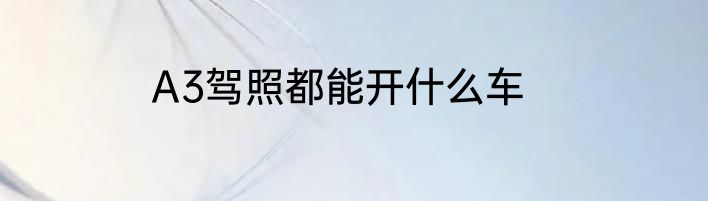 A3驾照都能开什么车