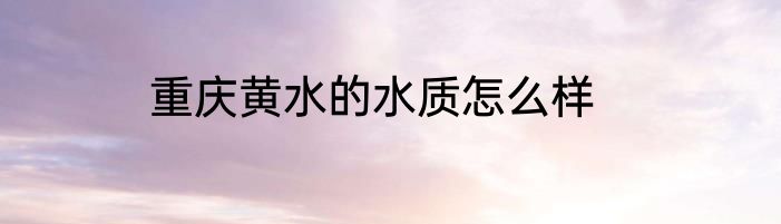 重庆黄水的水质怎么样