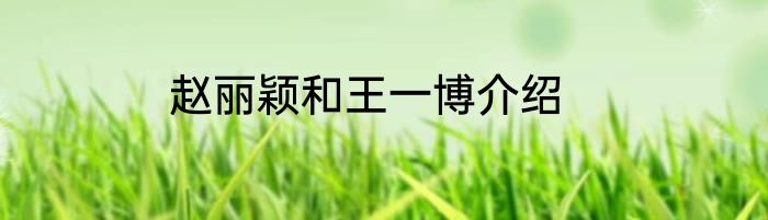 赵丽颖和王一博介绍
