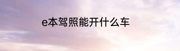 e本驾照能开什么车