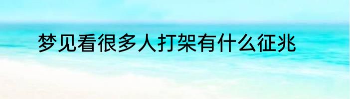 梦见看很多人打架有什么征兆
