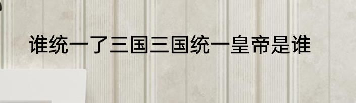 谁统一了三国三国统一皇帝是谁