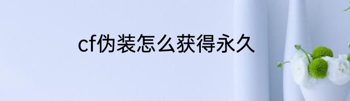 cf伪装怎么获得永久