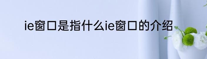 ie窗口是指什么ie窗口的介绍