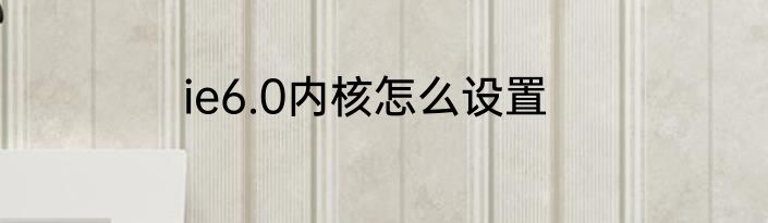 ie6.0内核怎么设置