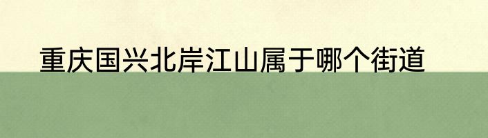 重庆国兴北岸江山属于哪个街道