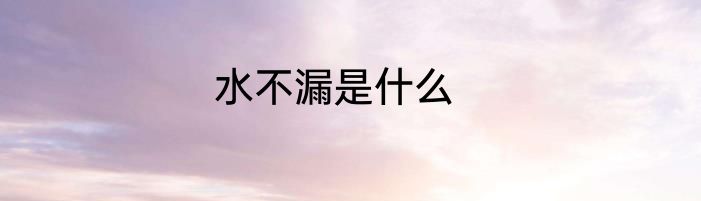 水不漏是什么