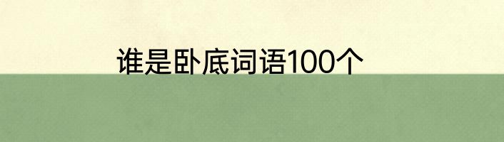 谁是卧底词语100个