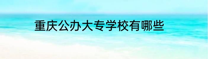 重庆公办大专学校有哪些