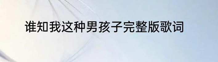 谁知我这种男孩子完整版歌词