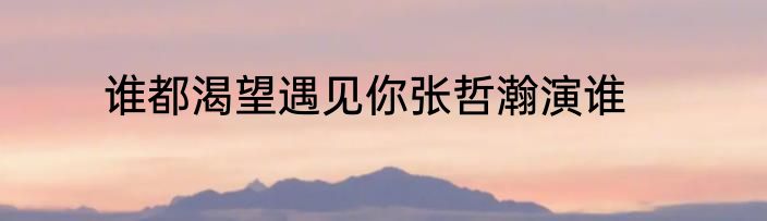 谁都渴望遇见你张哲瀚演谁