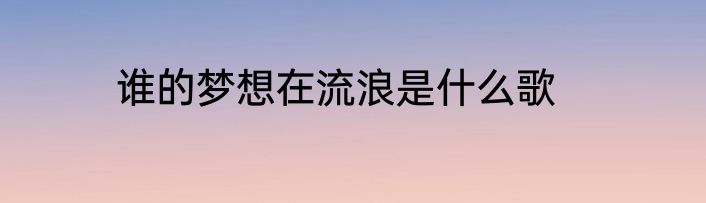 谁的梦想在流浪是什么歌