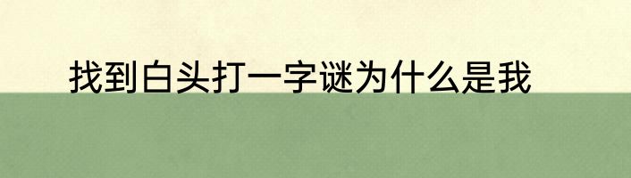 找到白头打一字谜为什么是我