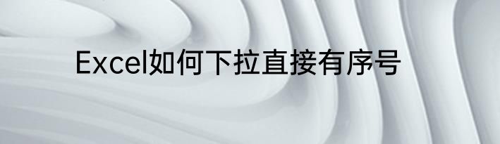 Excel如何下拉直接有序号