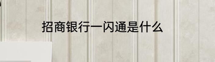 招商银行一闪通是什么