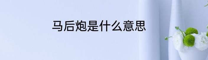 马后炮是什么意思