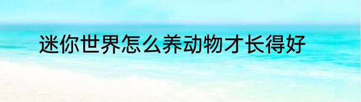 迷你世界怎么养动物才长得好
