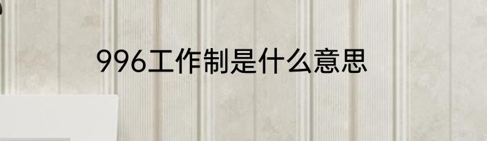 996工作制是什么意思
