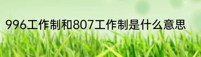 996工作制和807工作制是什么意思