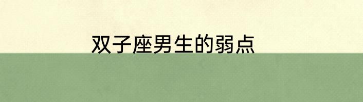 双子座男生的弱点