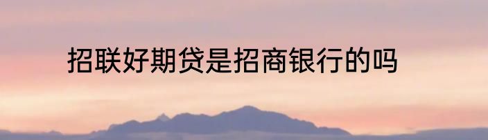 招联好期贷是招商银行的吗