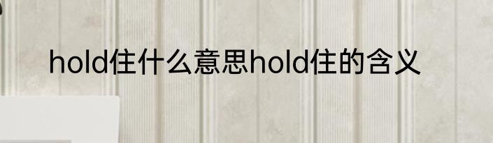 hold住什么意思hold住的含义