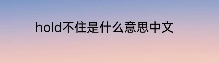 hold不住是什么意思中文