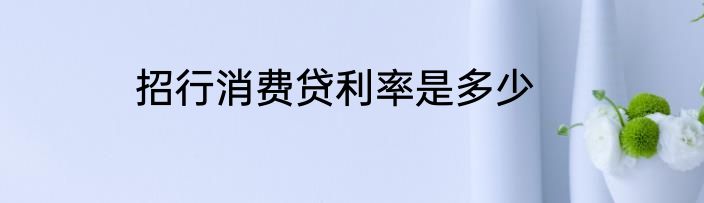 招行消费贷利率是多少