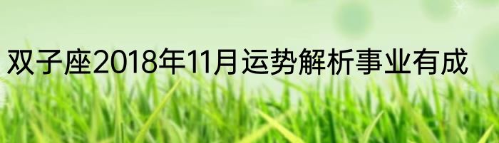双子座2018年11月运势解析事业有成