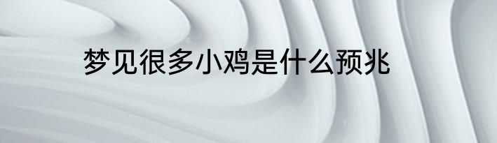 梦见很多小鸡是什么预兆