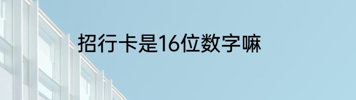 招行卡是16位数字嘛