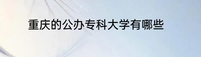 重庆的公办专科大学有哪些
