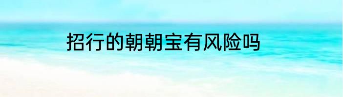 招行的朝朝宝有风险吗