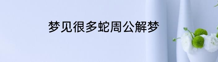 梦见很多蛇周公解梦