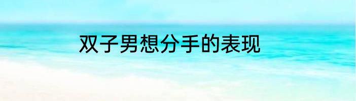 双子男想分手的表现